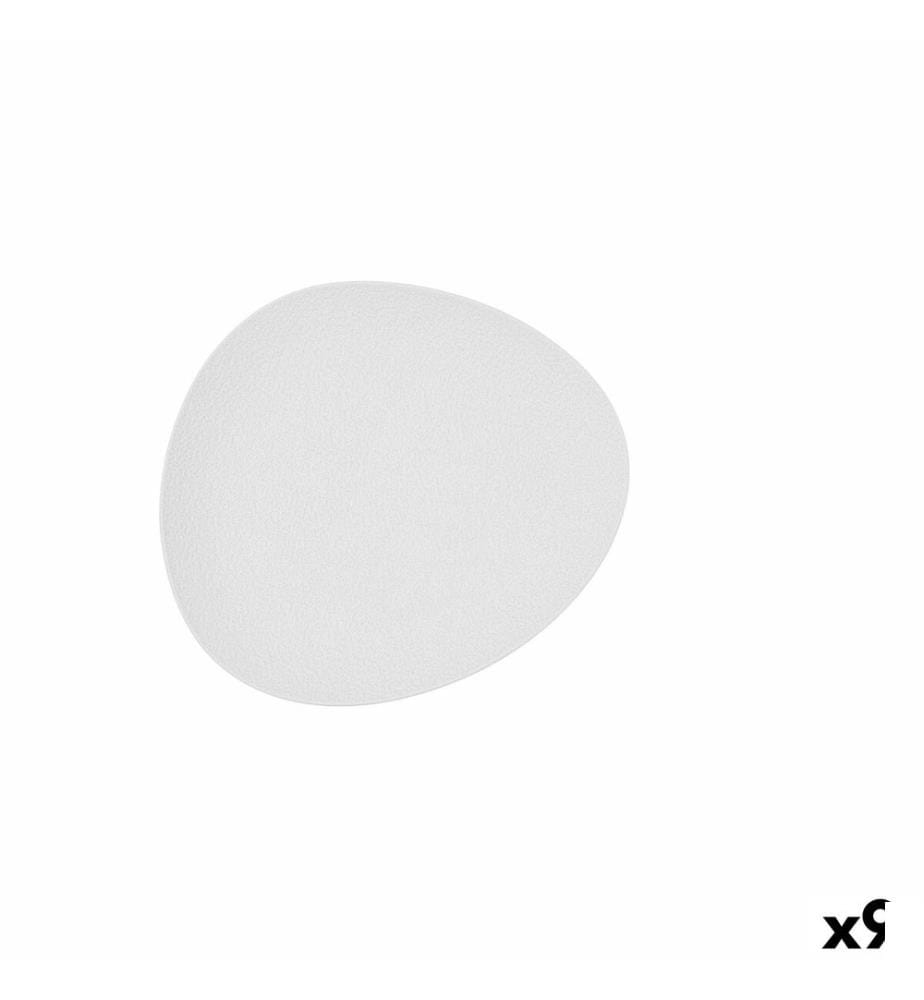 Assiette plate Fosil Blanc Céramique Oblongue 22,8 x 20,1 x 2,2 cm (9 Unités)