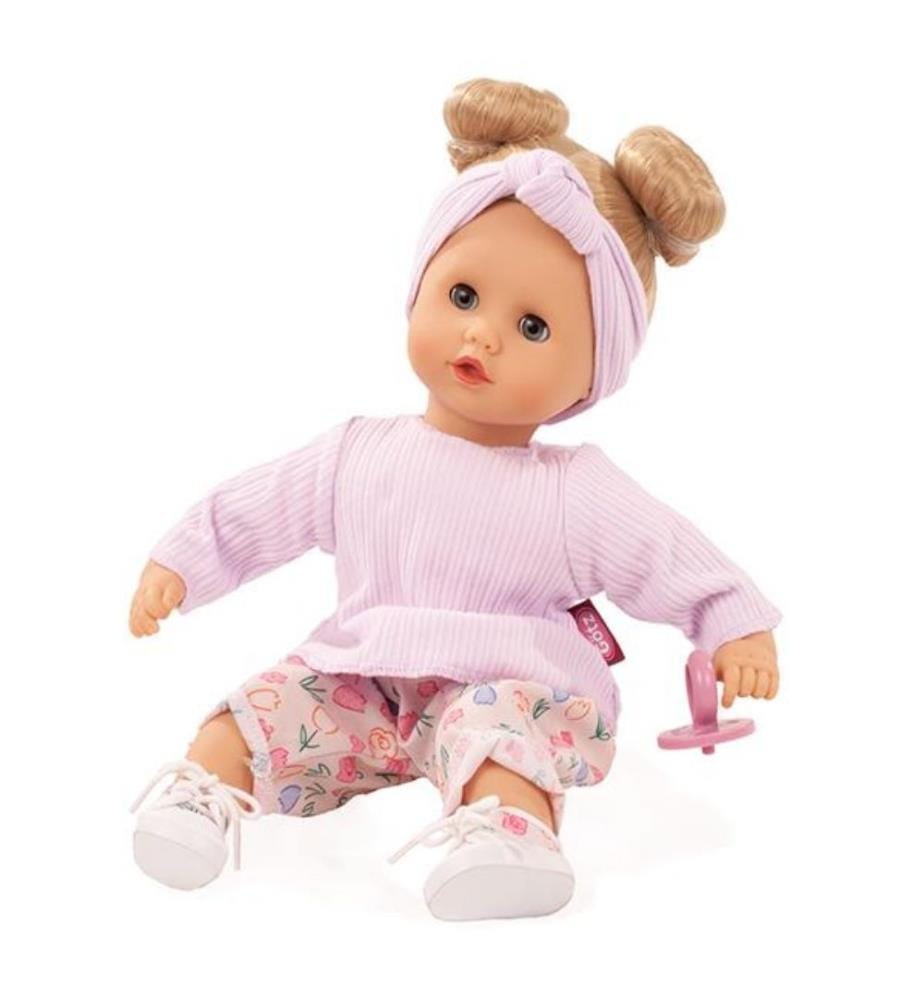 Muffin cheveux blonde 33cm, Poupée souple, sans couche, avec succette