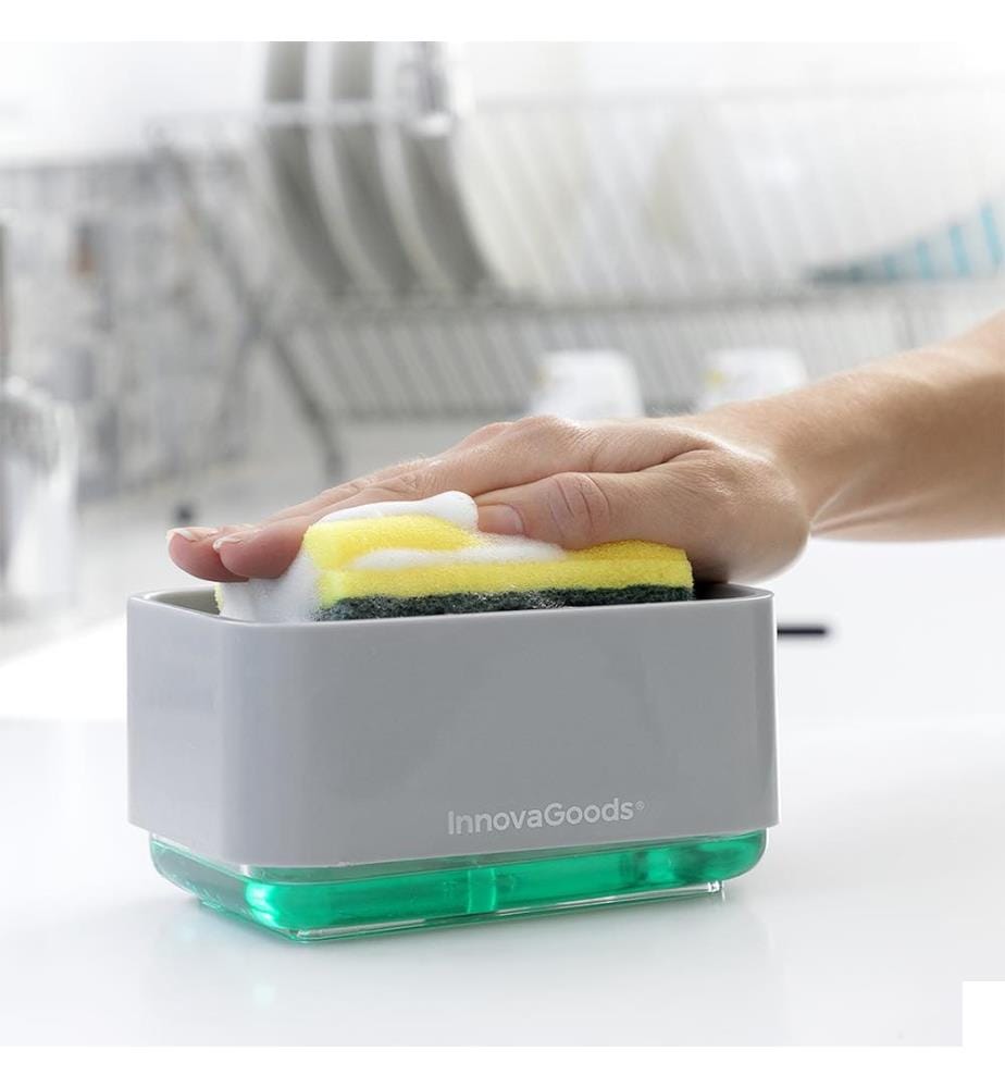 Distributeur de savon 2 en 1 pour l'évier de cuisine Pushoap Kitchen Clean - Turquoise