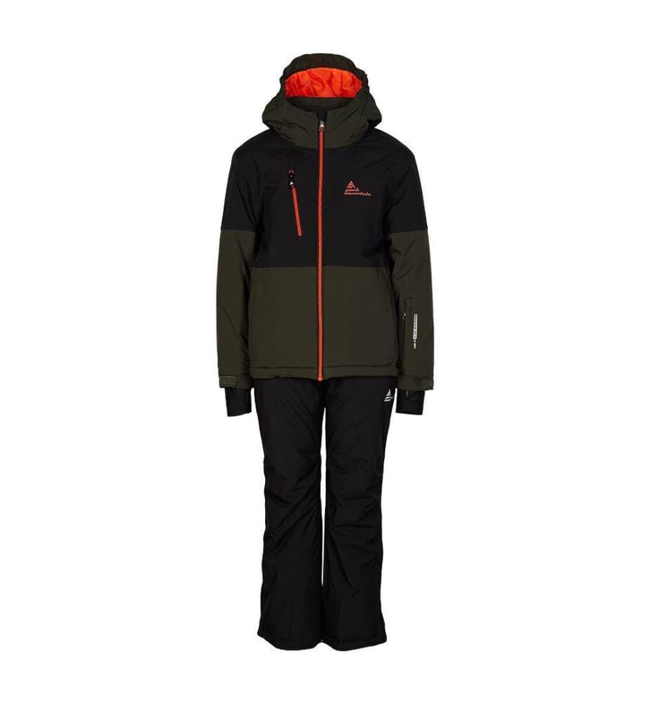Ensemble de Ski Pantalon + Veste Étanche et Doublé Polaire pour Garcon - Kaki et Noir