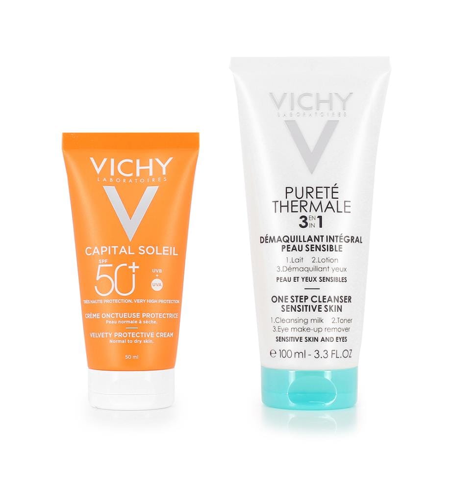 Capital Soleil Crème Onctueuse Protectrice SPF50+ 50ml + Pureté Thermale Lait Démaquillant Intégral 3 en 1 100ml Offert