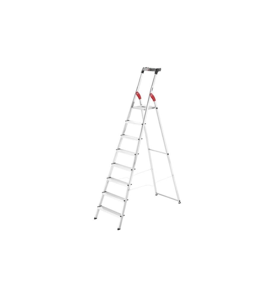 HAILO - Échelle double L60, aluminium, avec plateau de travail 8 niveaux