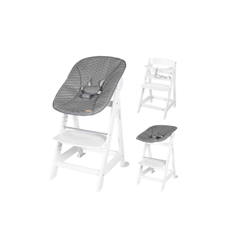 ROBA - Chaise haute en escalier Born up Set 2-in-1 Blanc, Stone piqué