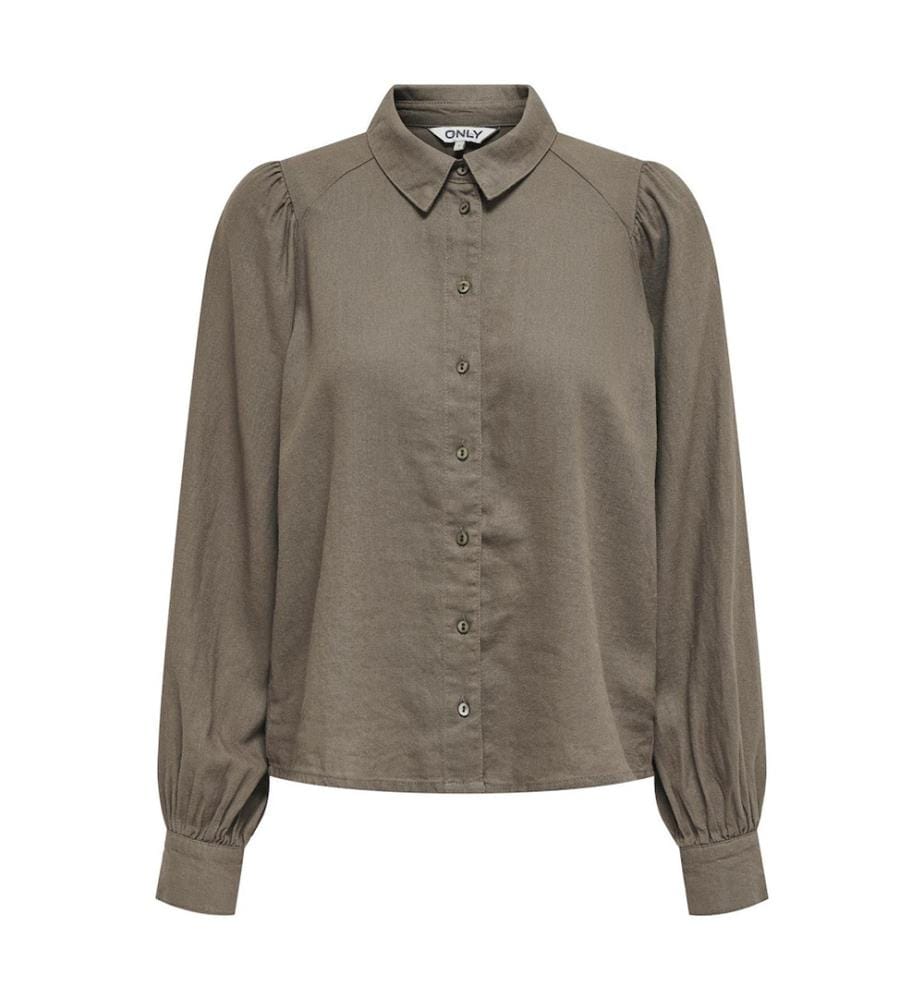 Chemise Loose Fit Manches Bouffantes - Brun