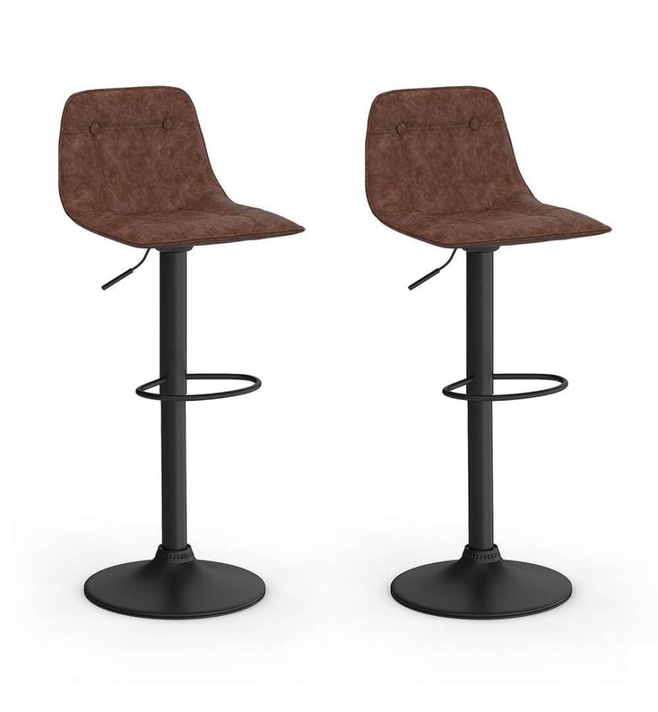 Lot de 2 Tabourets de bar réglables Edison - Marron
