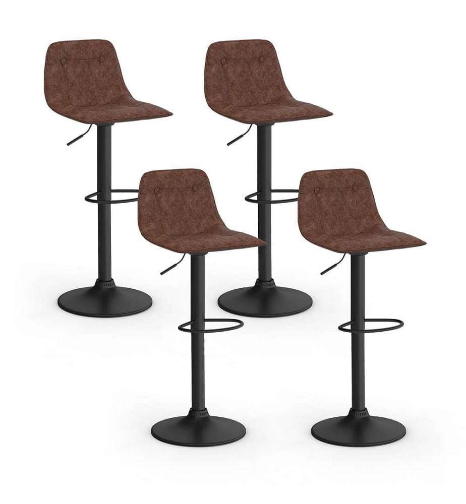 Lot de 4 Tabourets de bar réglables Edison - Marron