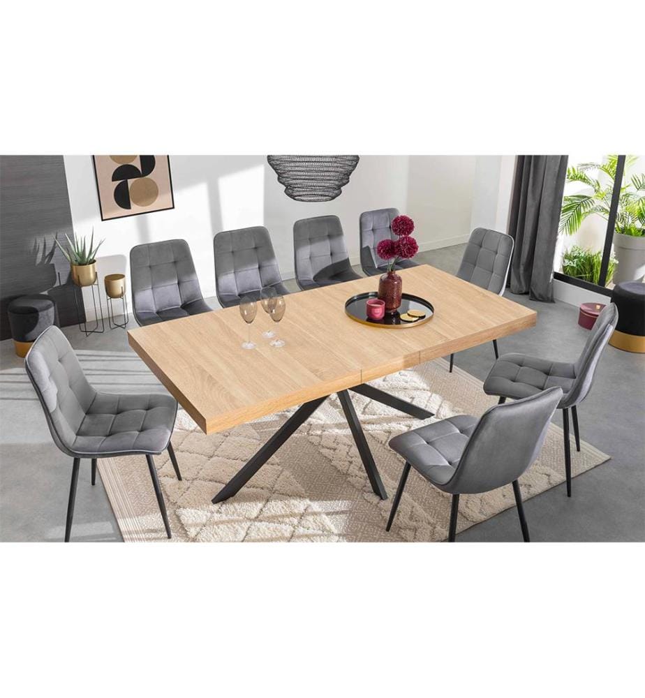 Table de Repas Extensible Memphis 160-200 x 90 x 75.5 cm - Bois & Noir
