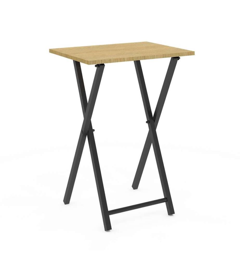 Lot de 2 Tables d'appoint pliantes Memphis - Brun Clair et Noir