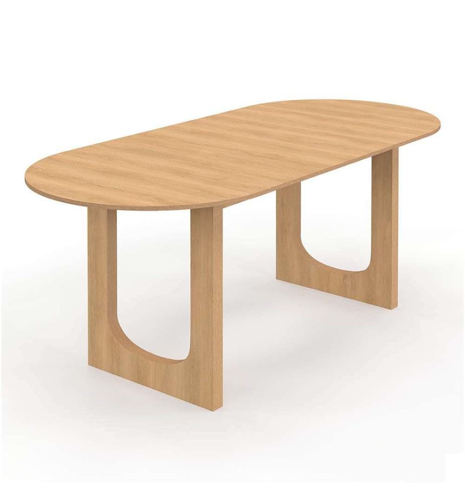 Table repas extensible Mathis 160-200cm plateau bois - Brun