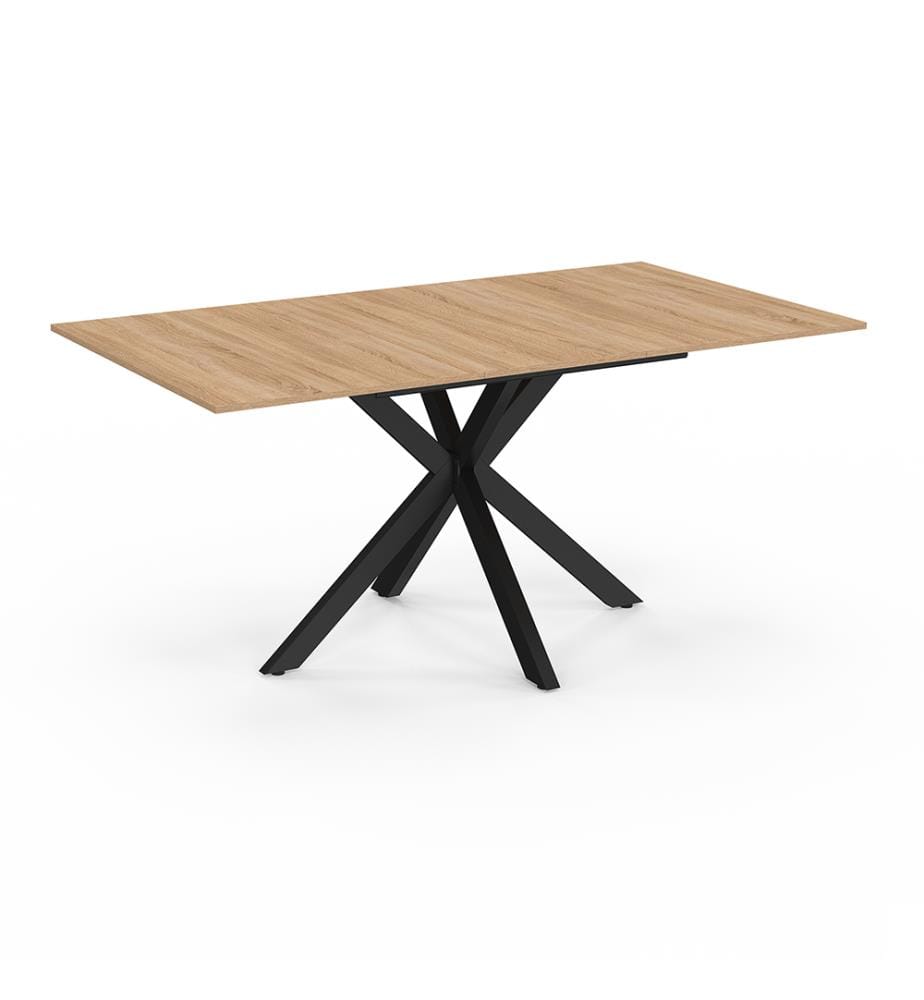 Table repas extensible Spider 120-160 x 90 x 75 cm plateau fin - Brun et noir