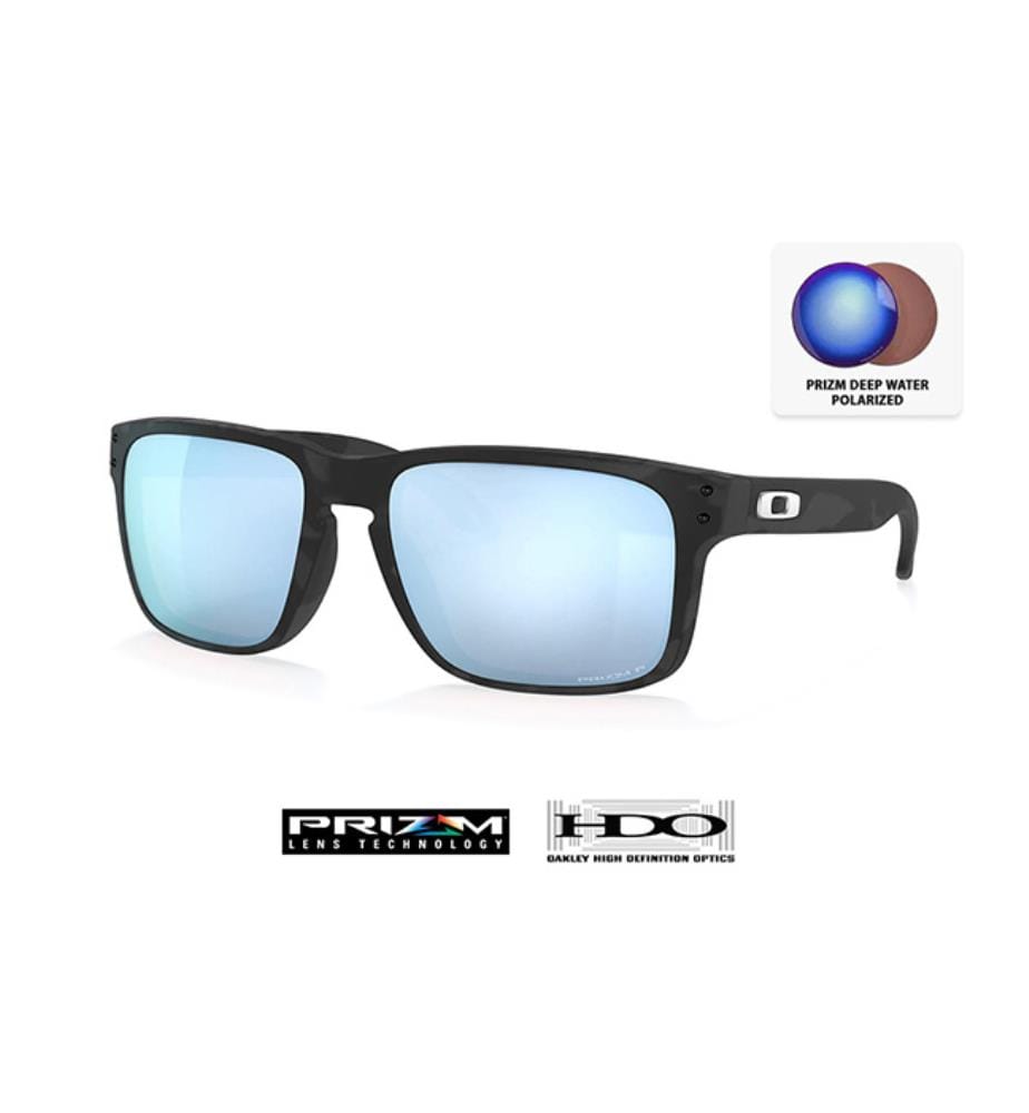 Oakley Lunettes de Soleil Polarisées Holbrook - Verres Prizsm Deep Water - Monture Noir