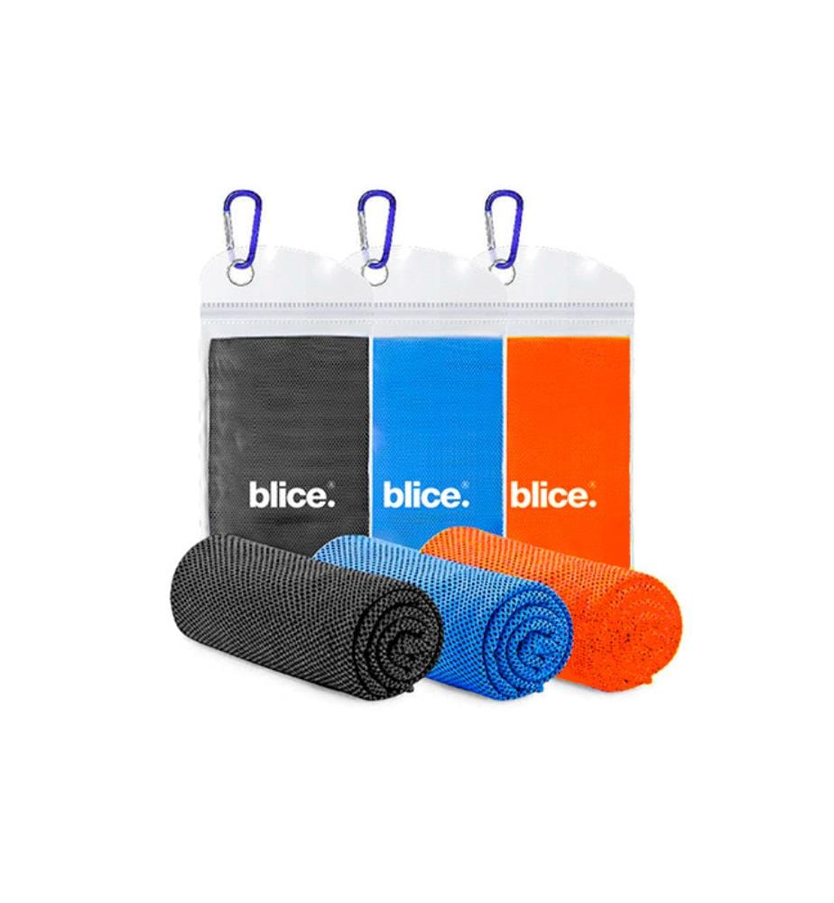 Lot de 3 Serviettes Rafraîchissantes 100 x 30 cm - Bleu, Gris Foncé et Orange