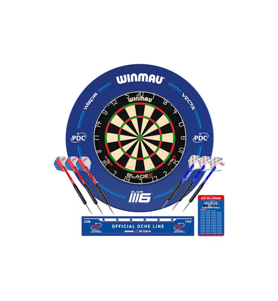 Set de Jeu de Fléchettes avec Cible Blade 6, Surround PDC, Fléchettes et Accessoires