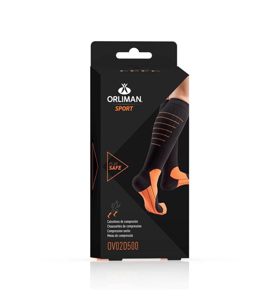 Chaussettes de Compression Taille S - Gris Foncé et Orange