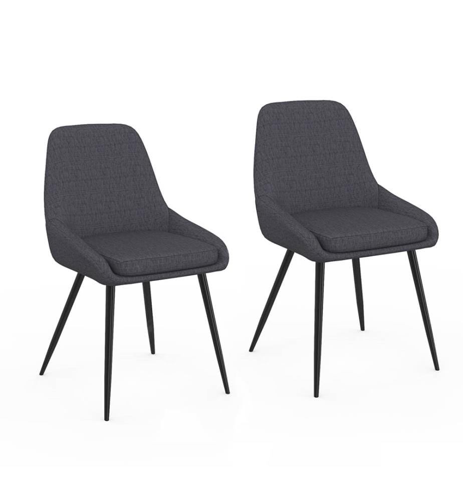 Lot de 2 Chaises Ornella 47.5 x 54 x 79 cm - Gris Foncé & Noir