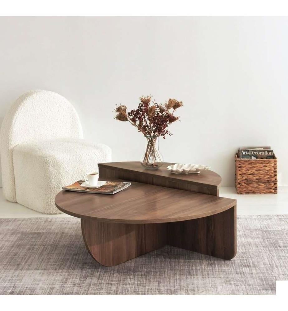 Table basse, noyer, panneau de particules mélaminé