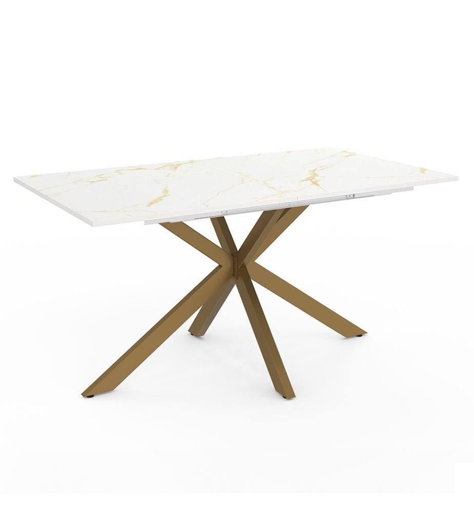 Table Repas Extensible Glam 160-200cm - Brun et Blanc