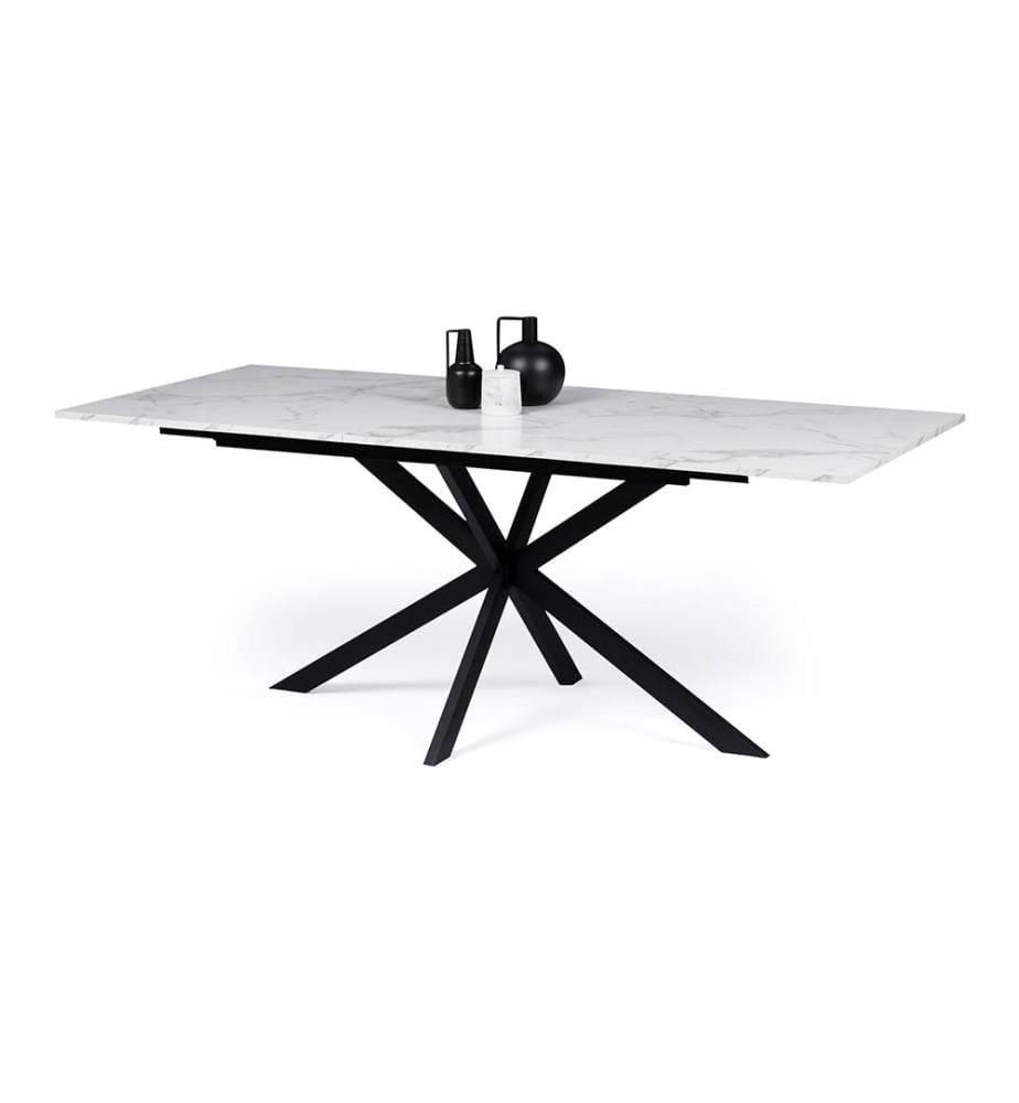 Table de Repas Extensible Glam 160-200cm - Blanc et Noir