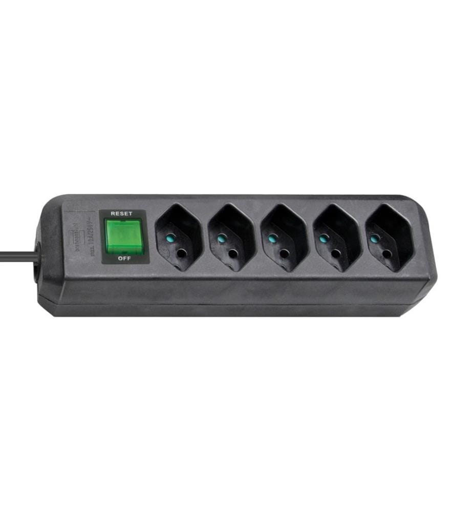 Prolongateur multiprise avec interrupteur 5 prises noir 1,5m H05VV-F 3G1,0