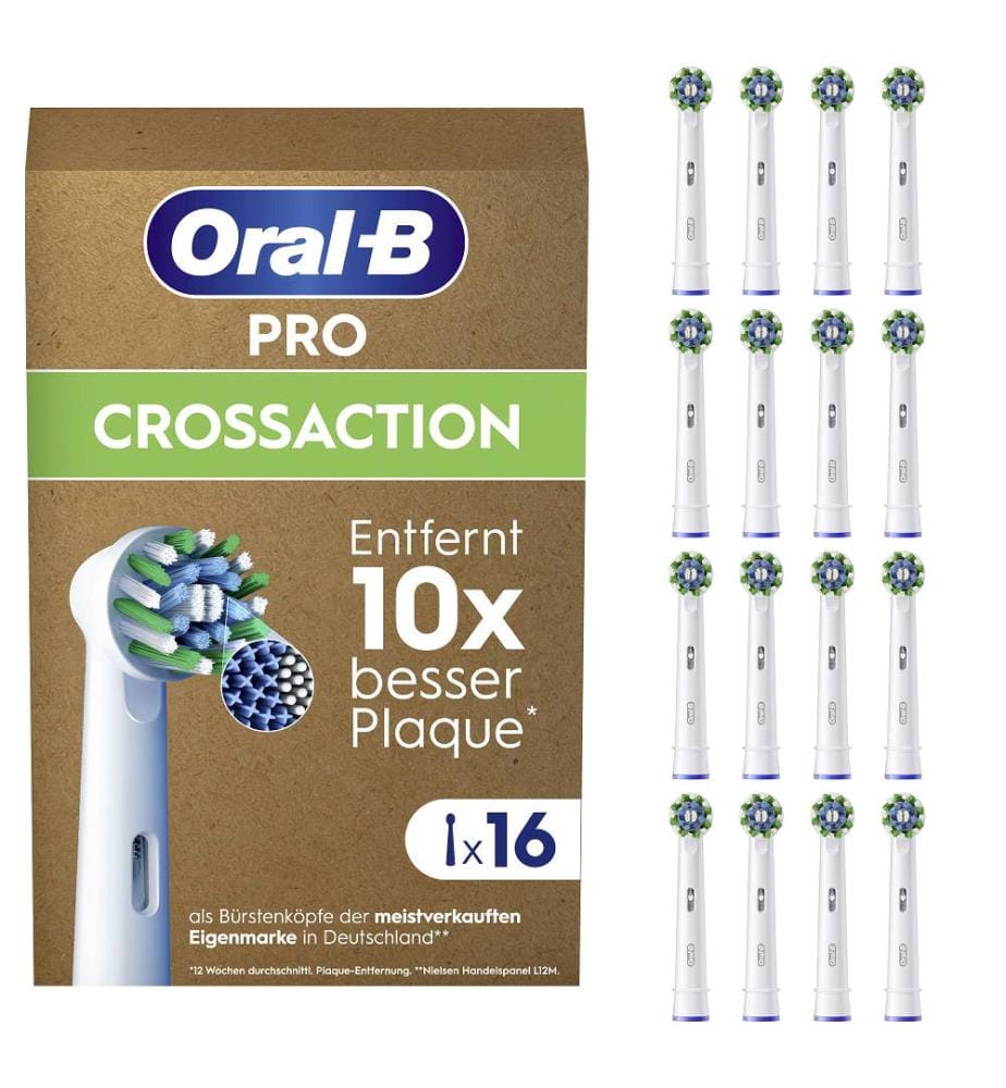 Lot de 16 Têtes de Brosse à Dents Pro CrossAction - White