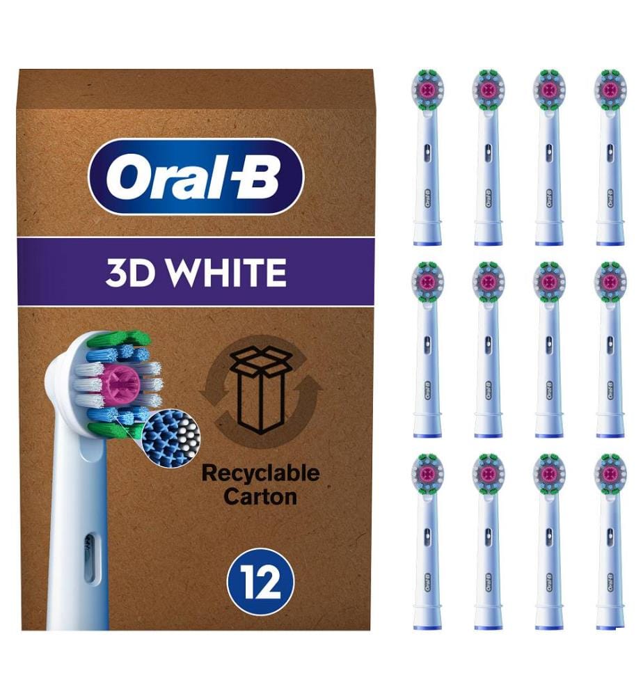 Lot de 12 Têtes de Brosse à Dents 3D - White