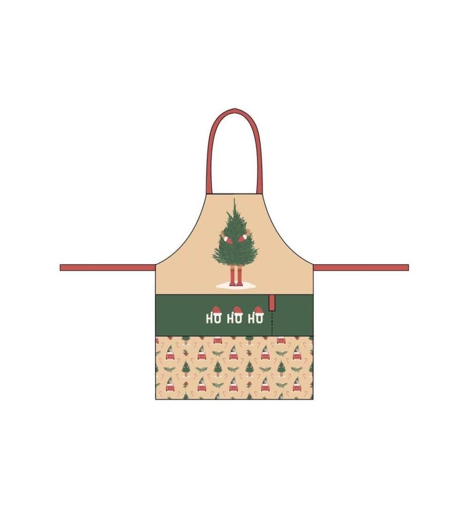 CHIC MIC - Tablier de cuisine ho ho ho Beige/Vert/Rouge