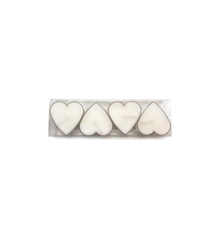 PAJOMA - Bougie chauffe-plat Coeurs Set de 4 pièces, Blanc