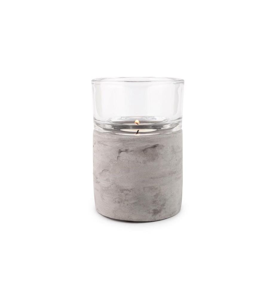 PAJOMA - Bougeoir à bougie chauffe-plat Ambiente 11.9 cm, béton / verre