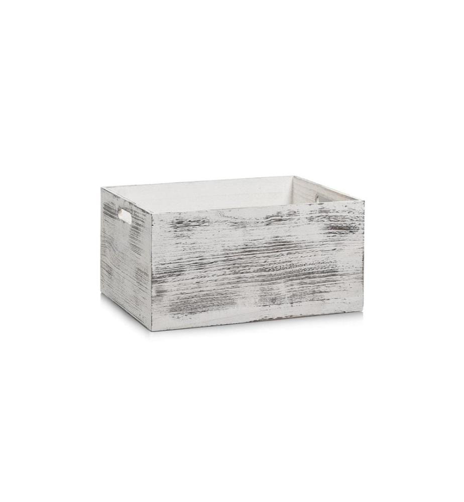 ZELLER - Present Caisse de rangement Rustic 40 x 20 cm, Blanc