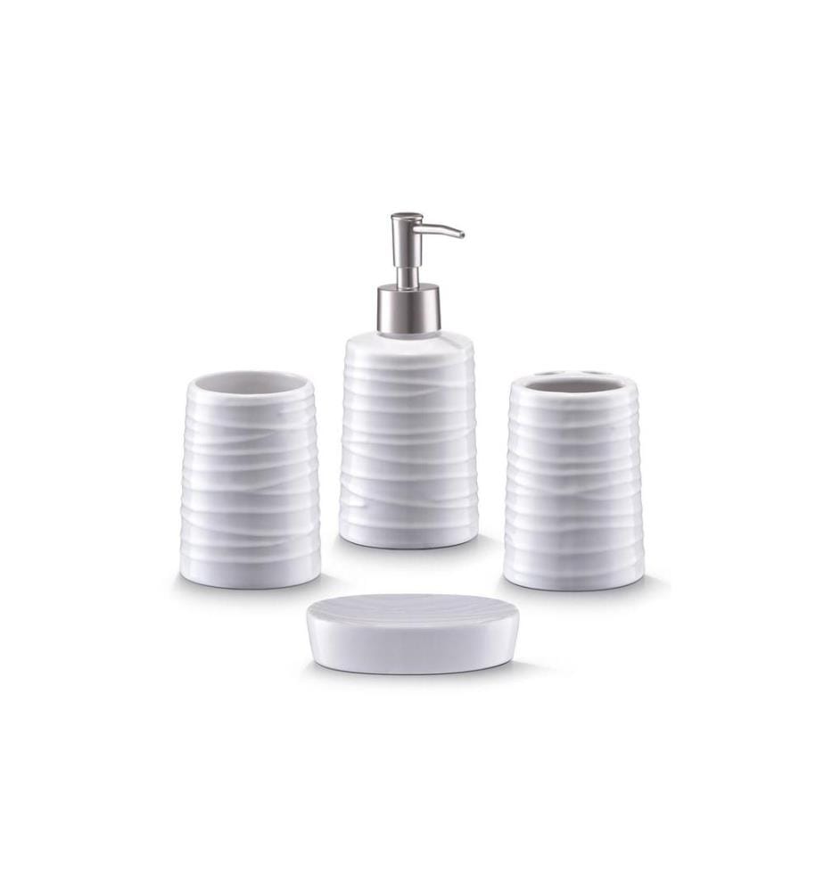 ZELLER - Present Ensemble de distributeurs de savon 300 ml Blanc, 4 pièces