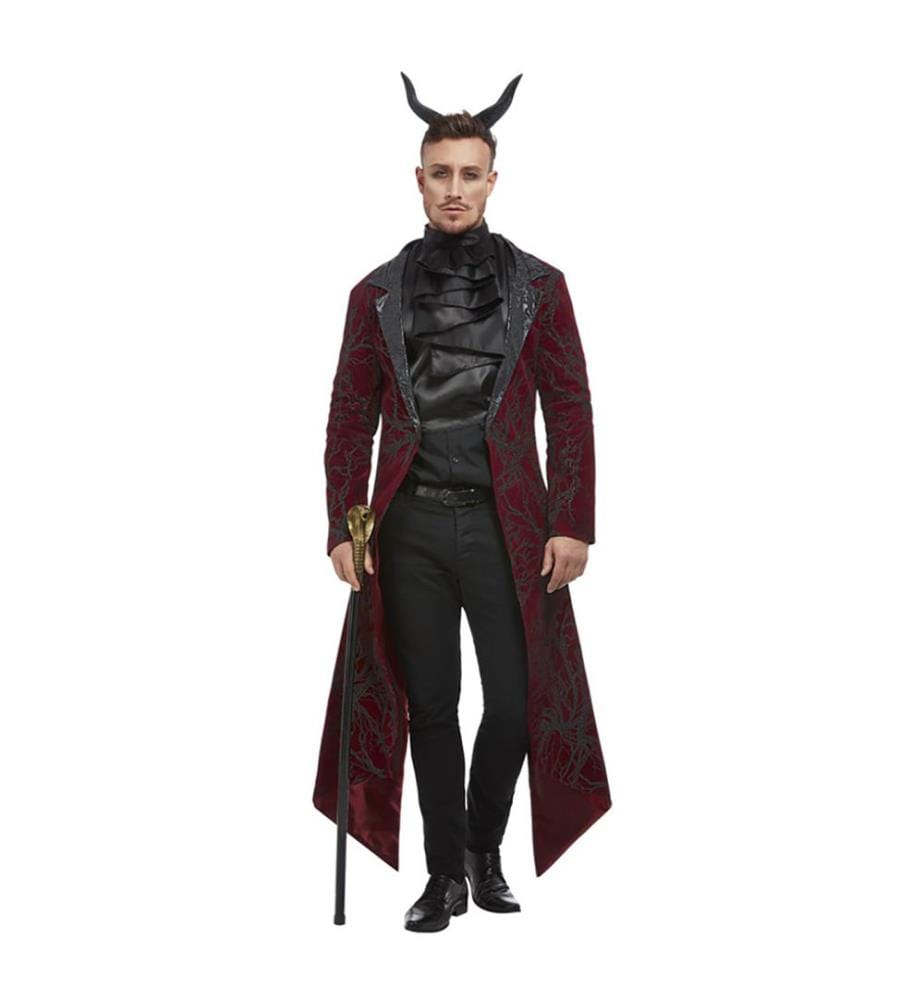 Costume de diable de luxe, Rouge, Veste, cravate et cornes