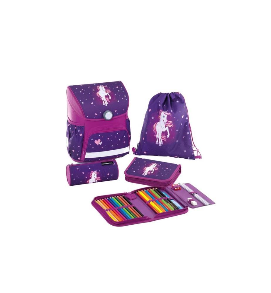 EBERHARD FABER - Set de cartable EFAlino Licorne 2021 4 pièces, violet/rose