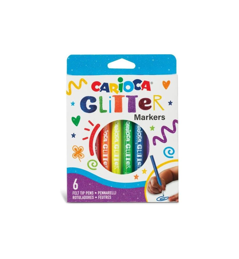 CARIOCA - Feutres de coloriage Paillettes 6 pièces, multicolore