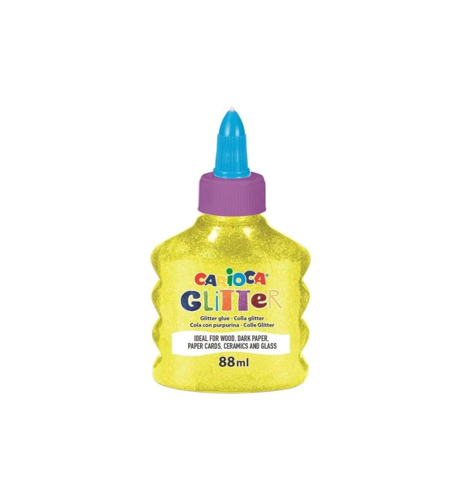 CARIOCA - Colle de bricolage Glitter Neon 88 ml, Jaune fluo