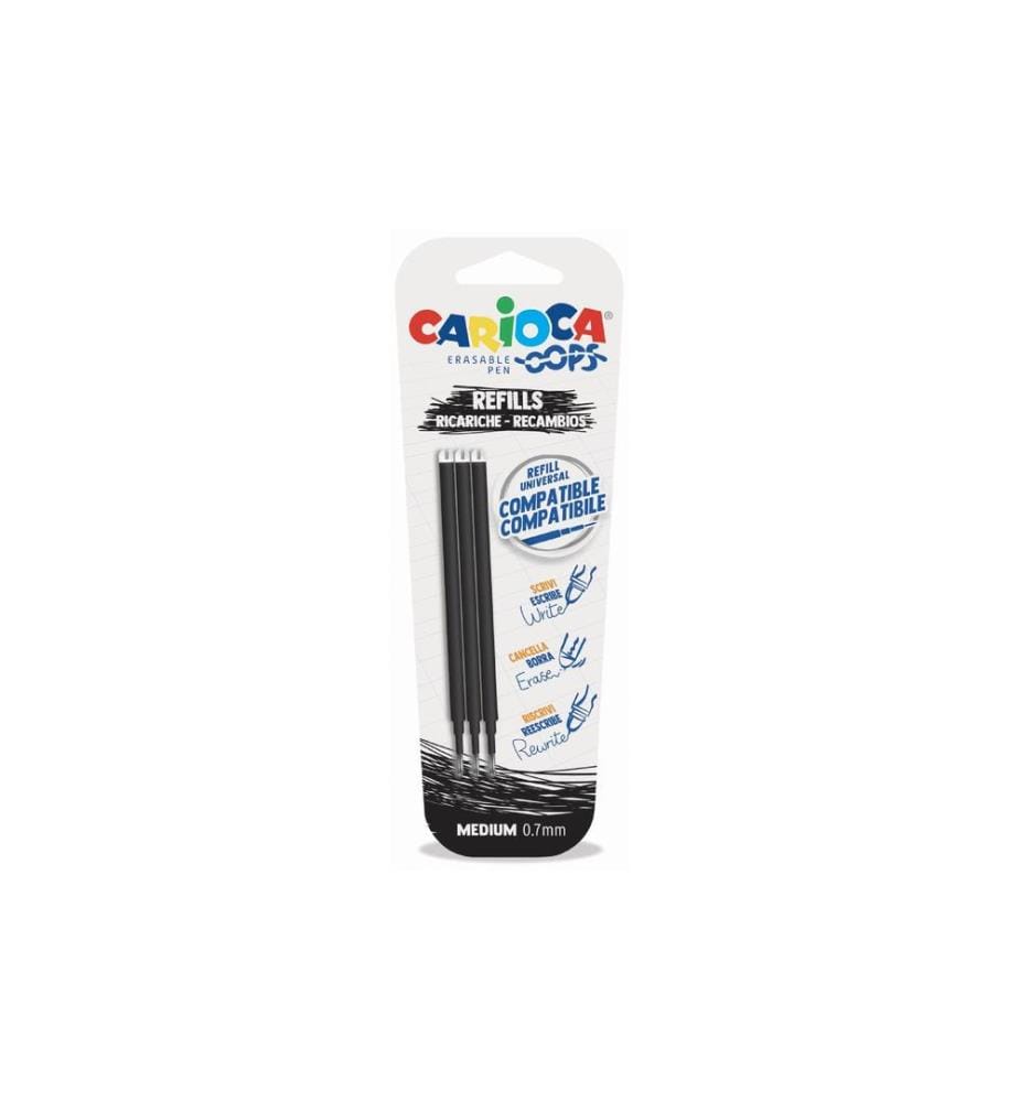 CARIOCA - Mine de crayon Roller Oops Noir, 3 pièces