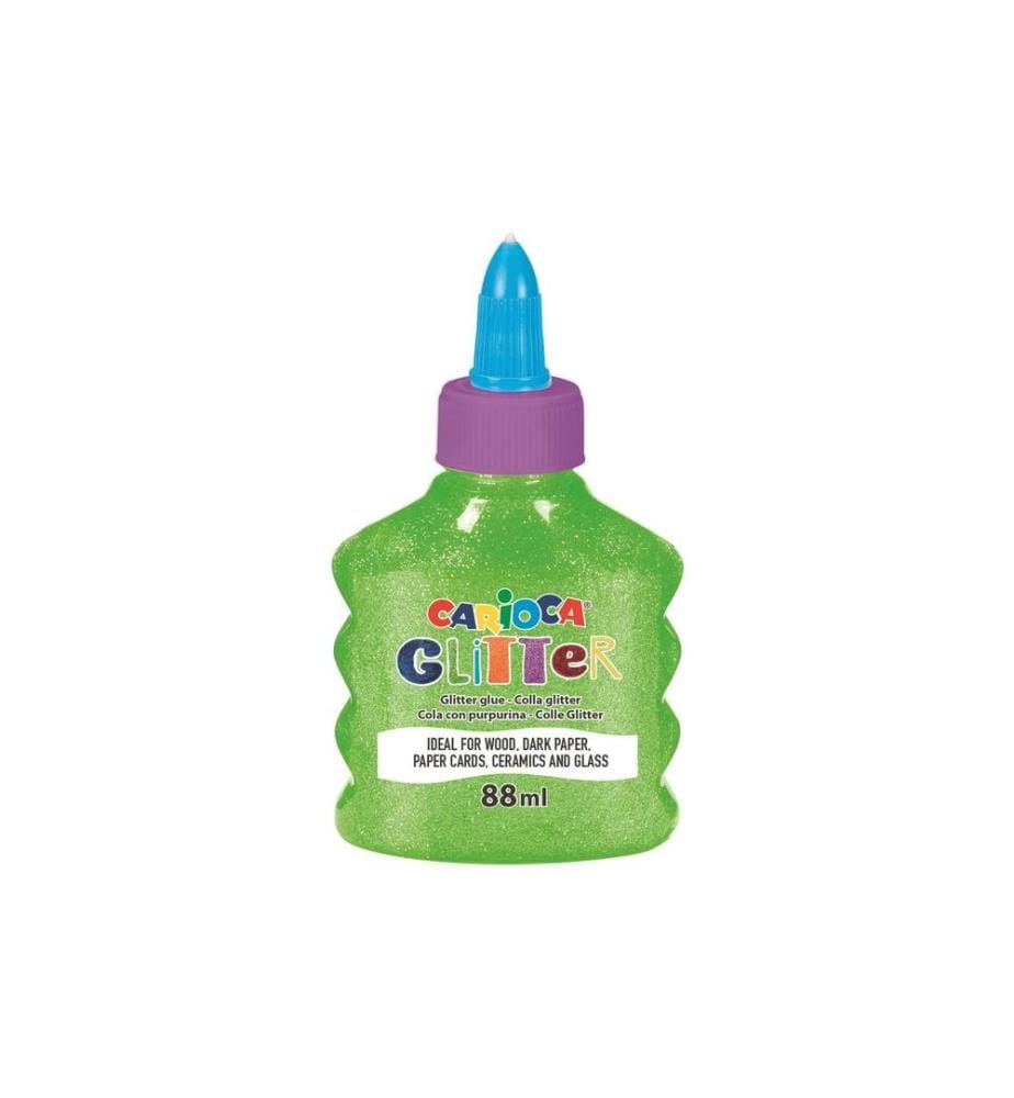 CARIOCA - Colle de bricolage Glitter Neon 88 ml, Vert fluo