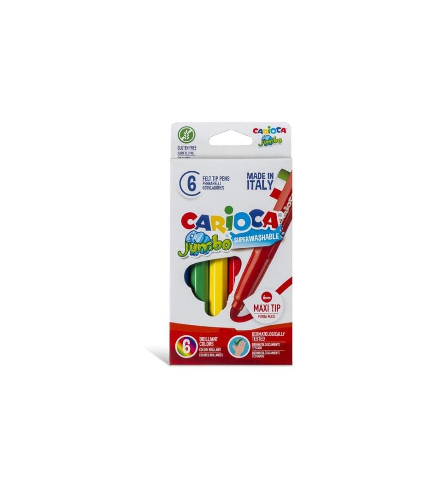 CARIOCA - Feutres de coloriage Jumbo Box E-6 6 pièces, multicolores