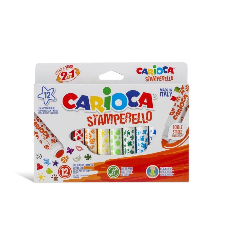 CARIOCA - Feutres de coloriage Stamperello 12 pièces, multicolores
