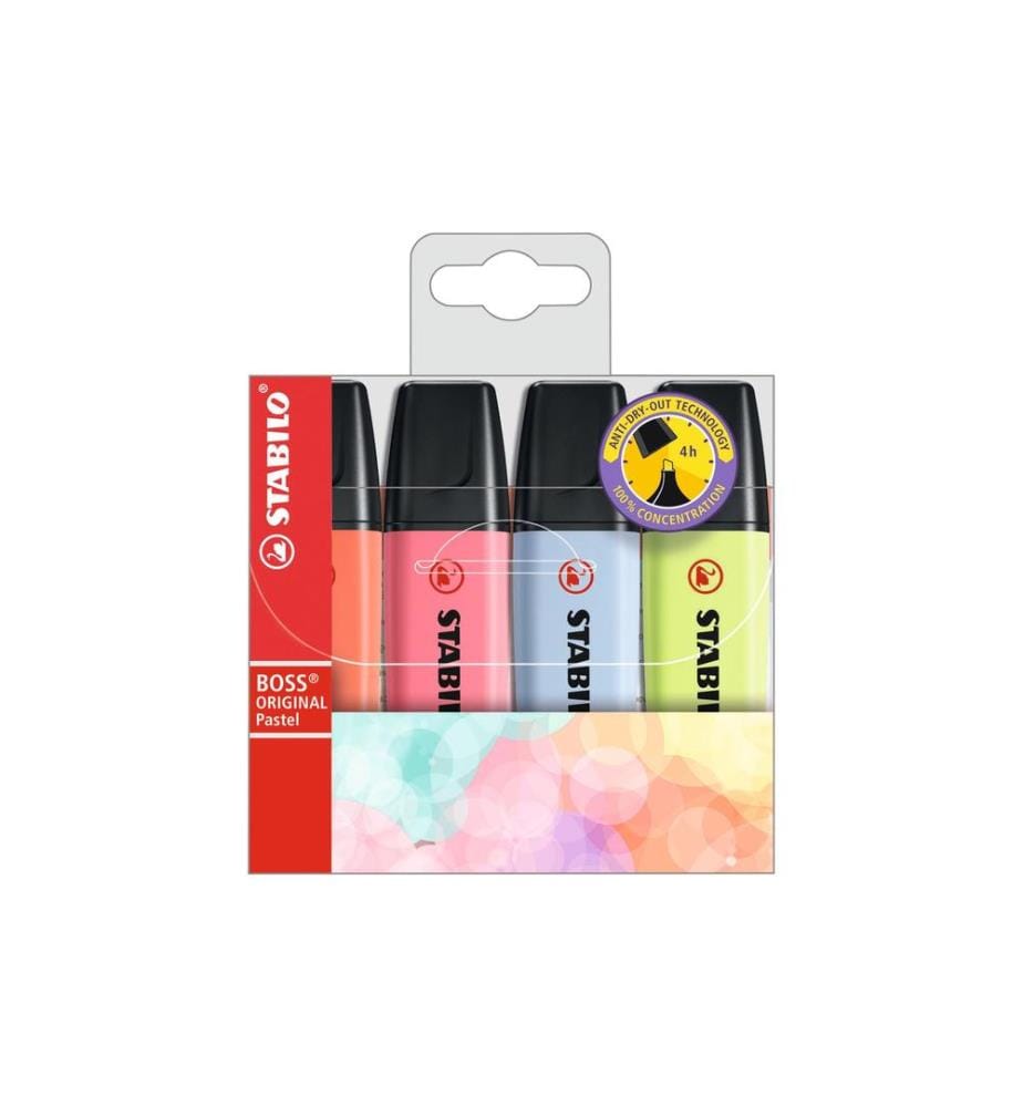 STABILO - Surligneur BOSS Pastel, 4 pièces
