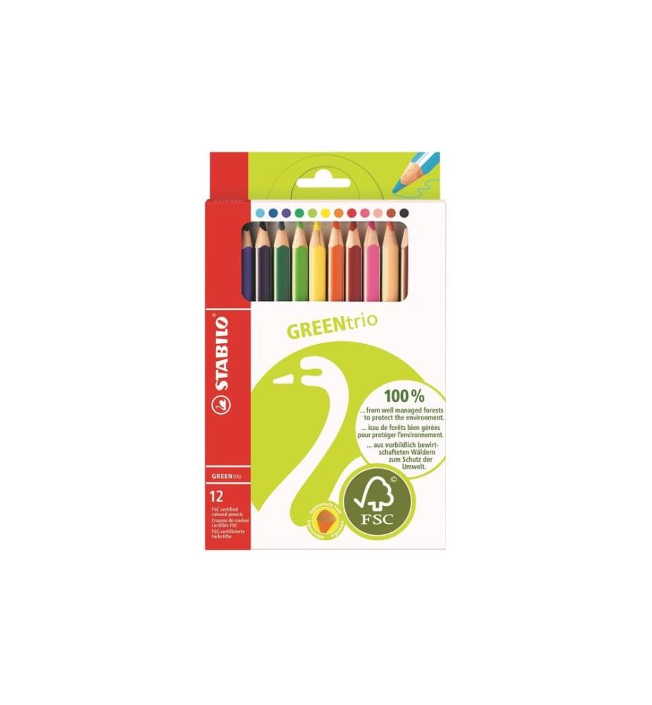 STABILO - Crayons de couleur Greentrio 12 pièces