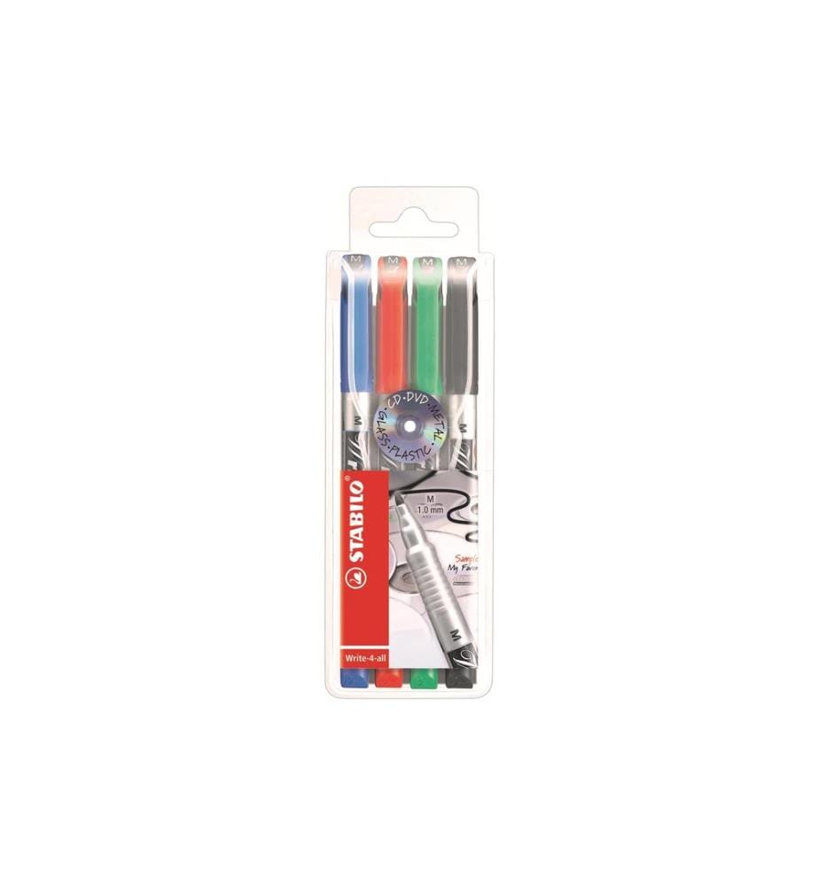 STABILO - Marqueur indélébile Write-4-all M, 4 pièces