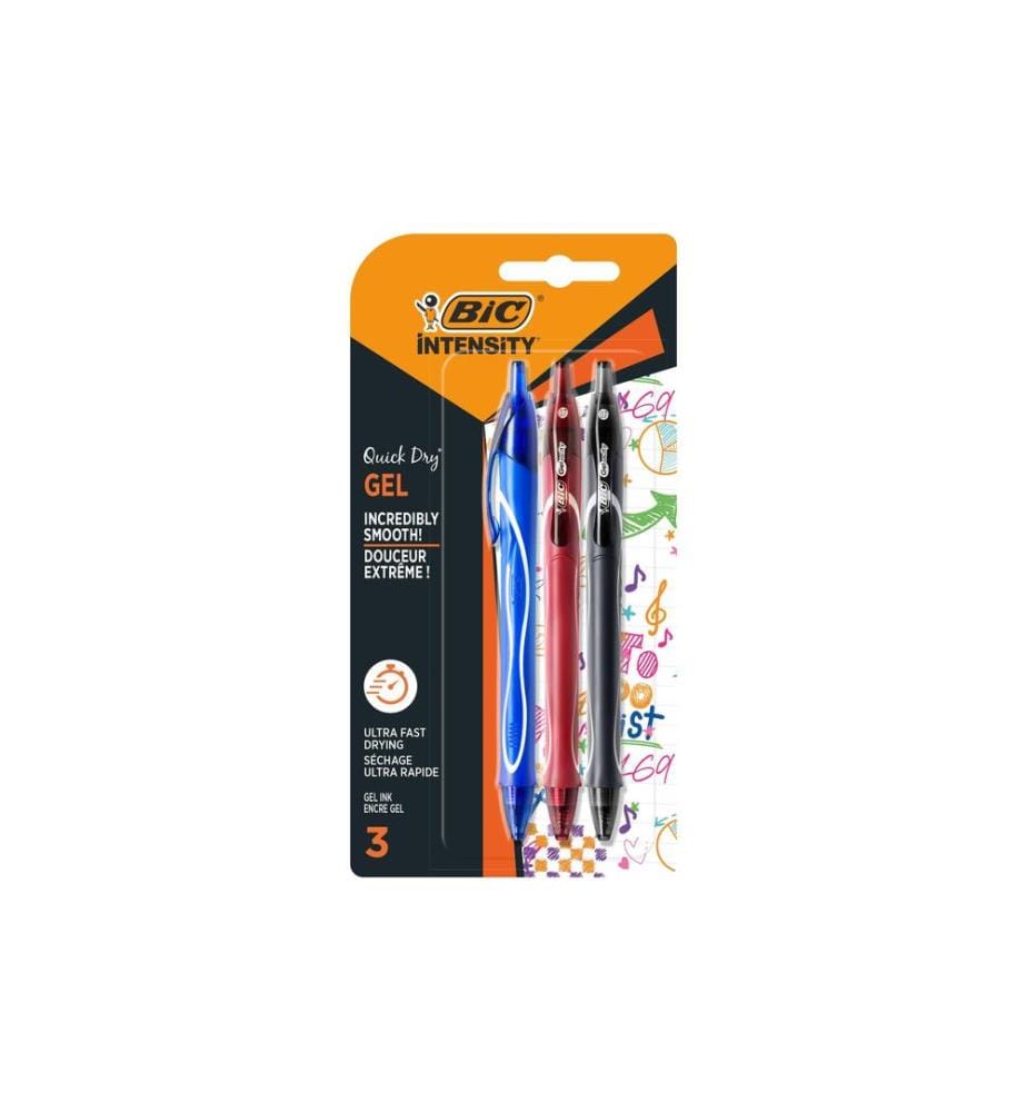 BIC - Stylo à encre gel Gel-ocity Quick Dry Set de 3 pièces
