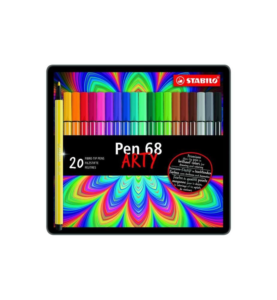 STABILO - Feutres de coloriage Pen 68 Boîte de 20 pièces en métal
