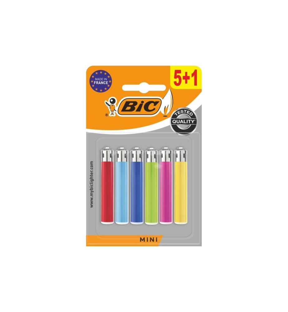 BIC - Briquet à friction J25 Mini, Multicolore, paquet de 5+1
