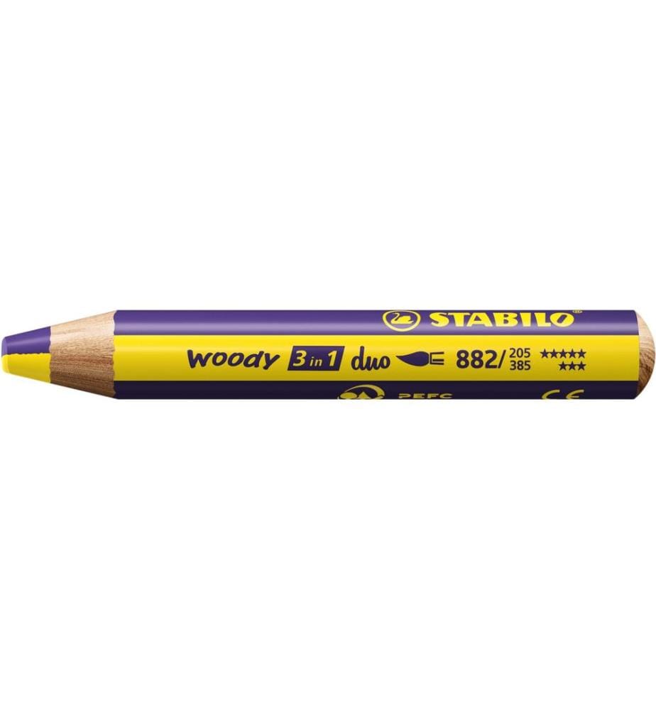 STABILO - Crayon gras de couleur Woody 3 in 1 duo Jaune / Violet