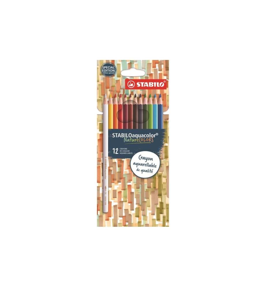 STABILO - Crayons de couleur Aquacolor NatureColors 12 pièces, multicolore