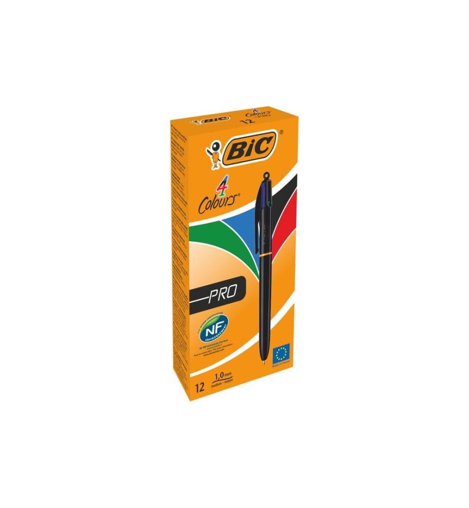 BIC - Stylo à bille multicolore 4 Colours Pro Box 0.4 mm, 12 pièces