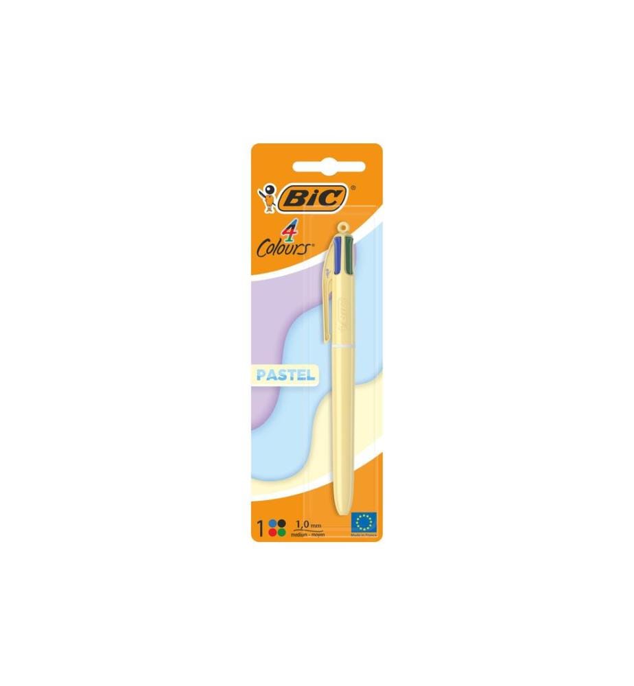 BIC - Stylo à bille multicolore 4 Couleurs Pastel 1 pièce