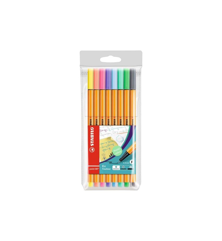 STABILO - Fineliner Point 88 8 pièces, pastel
