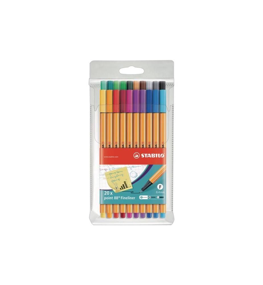 STABILO - Fineliner point 88 20 pièces, multicolore